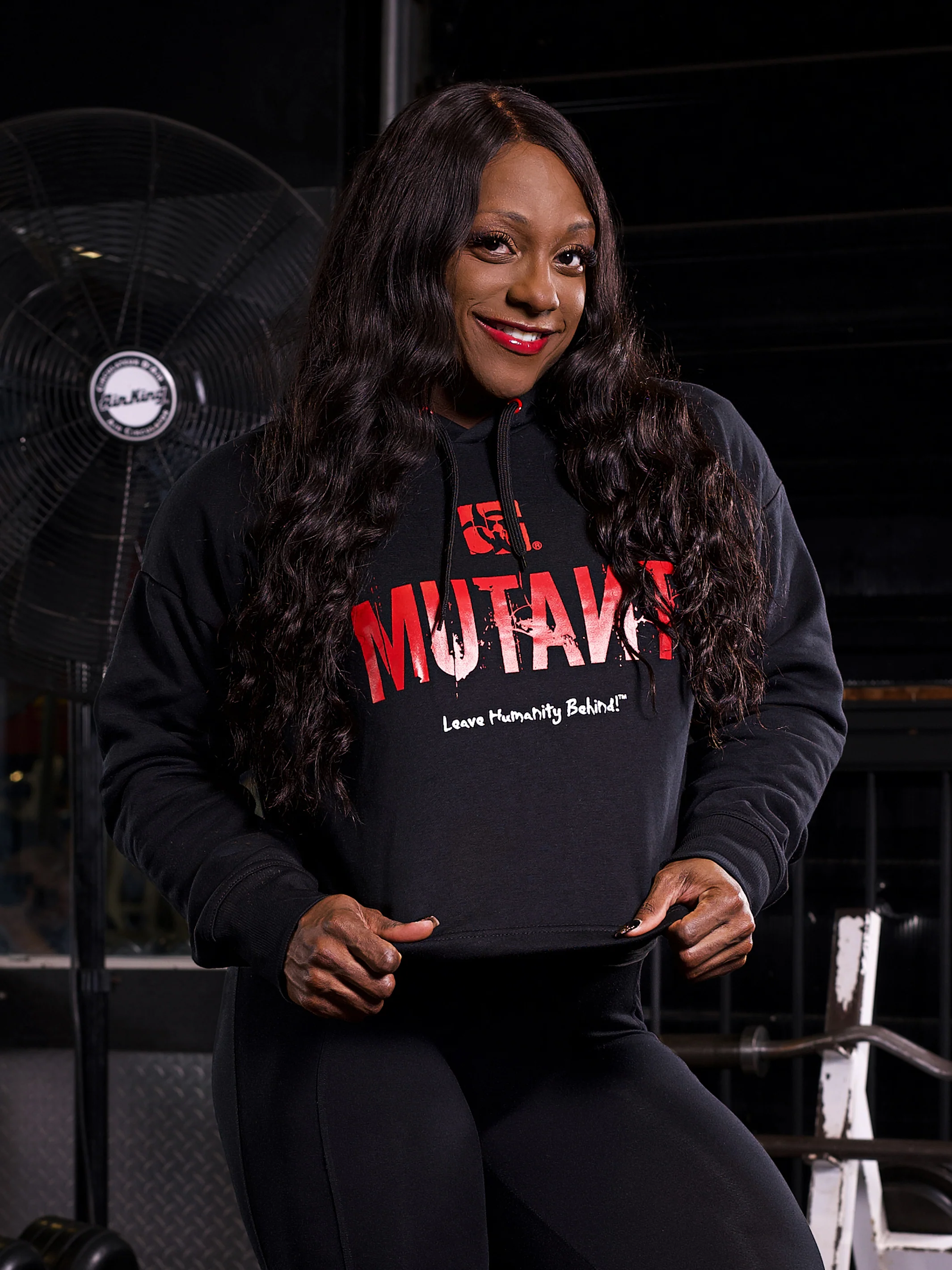 3-PILLAR Women's Gym Crop Hoodie (Black) XL 2XL - Image 5