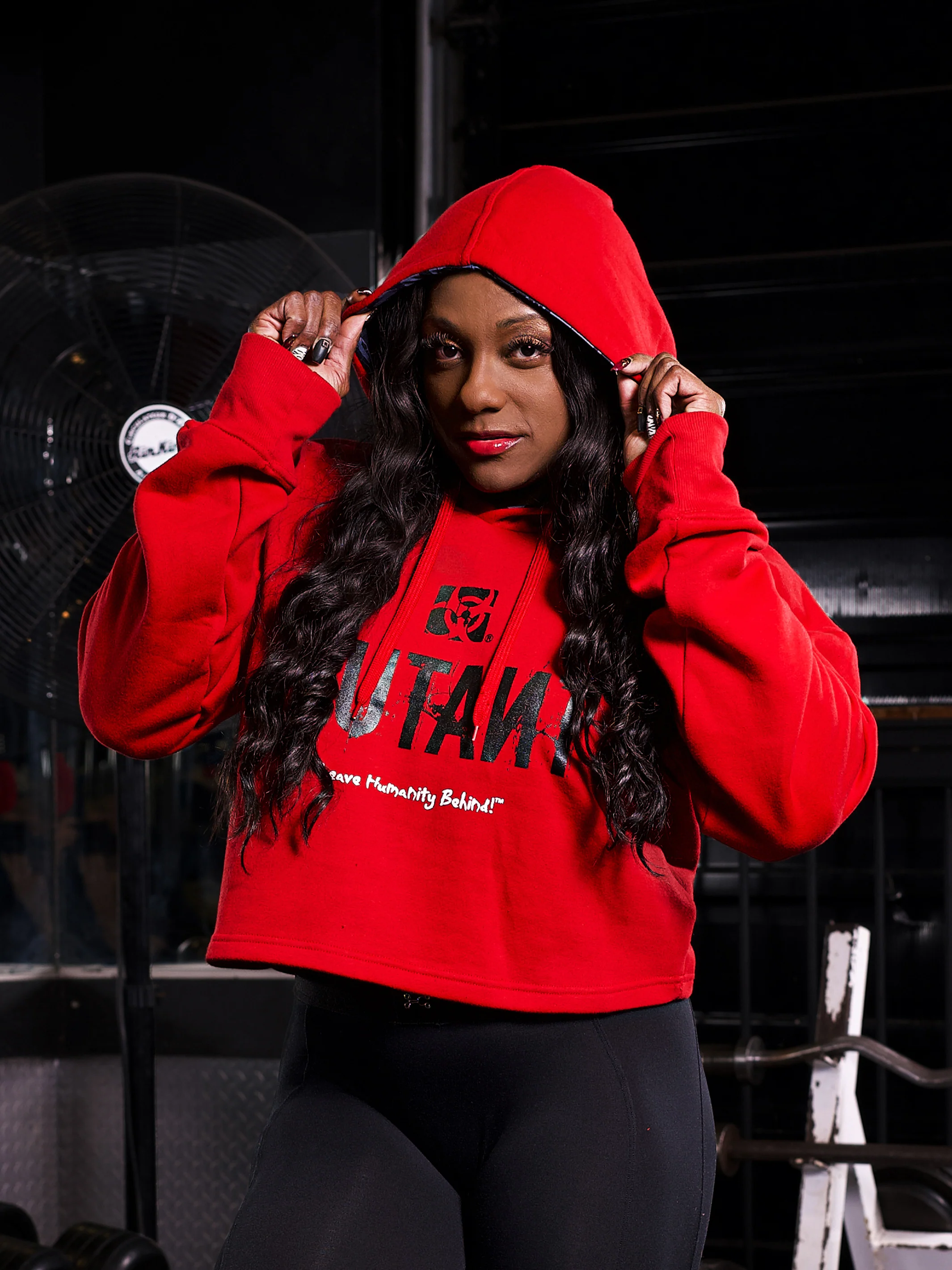 3-PILLAR Women's Gym Crop Hoodie (Red) 2XL - Image 4