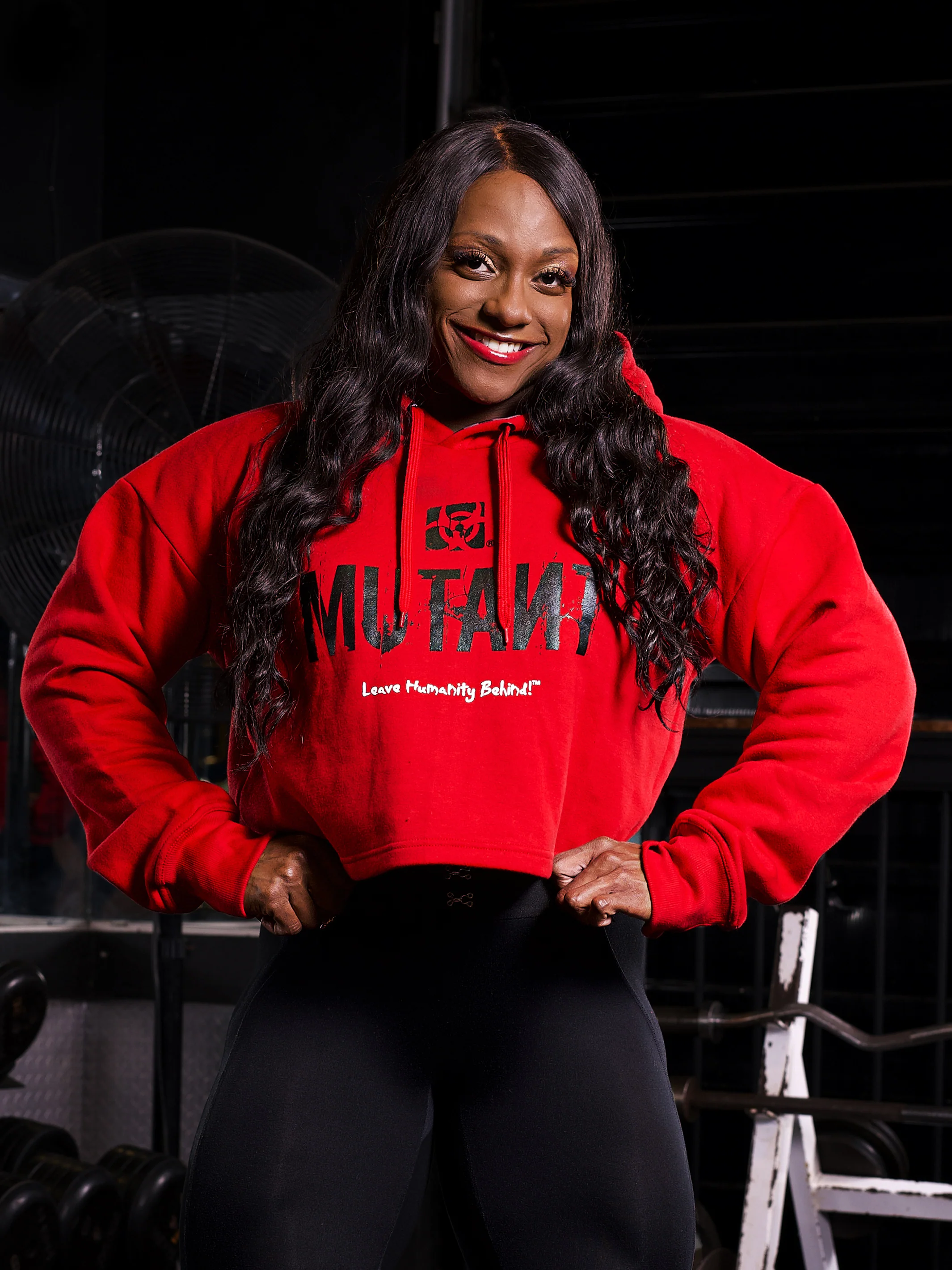 3-PILLAR Women's Gym Crop Hoodie (Red) 2XL - Image 5