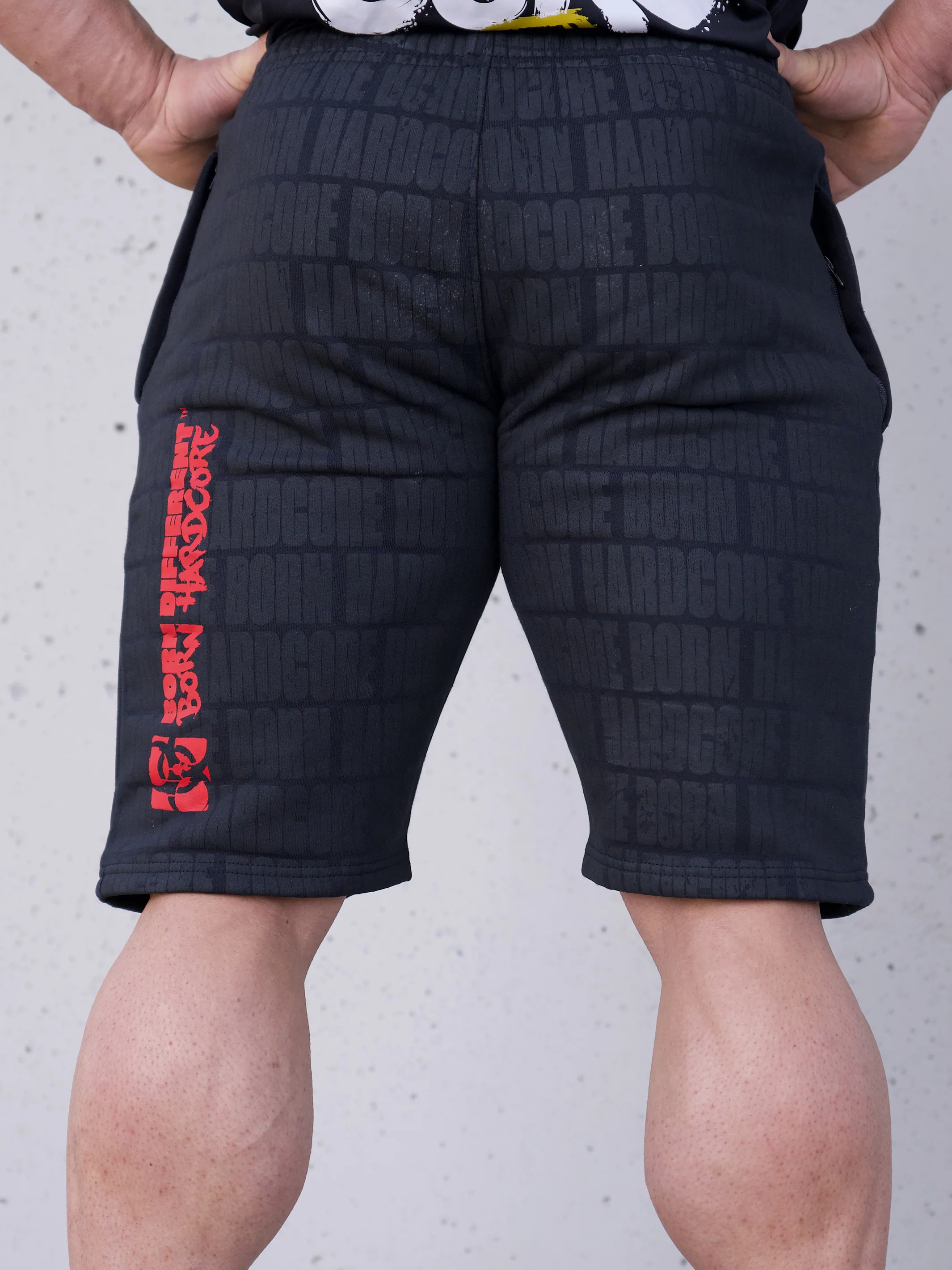MUTANT® BORN HARDCORE 9" Gym Shorts (Black & Red)  5XL - Image 3