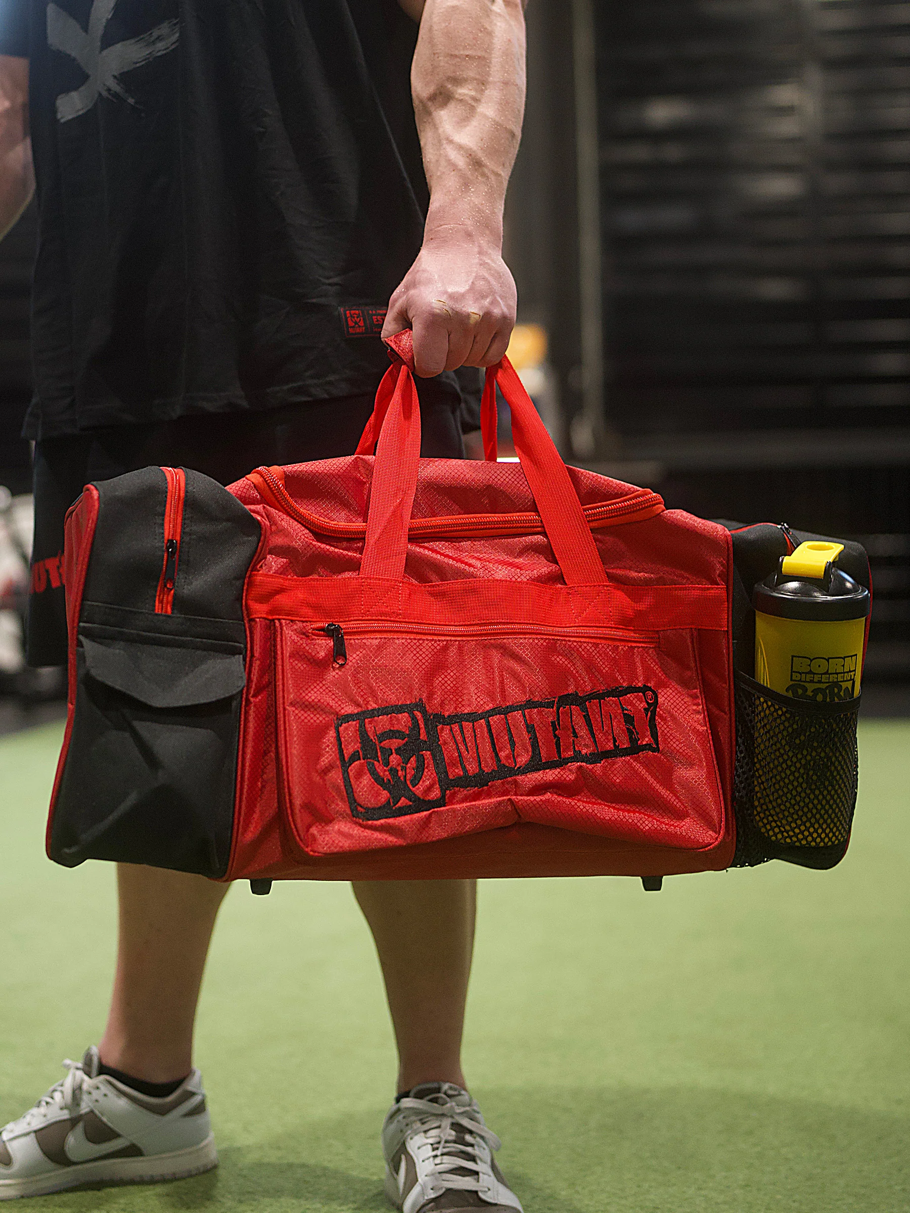 MUTANT® BORN HARDCORE Duffle Gym Bag (Red, Black Edge) - Image 12
