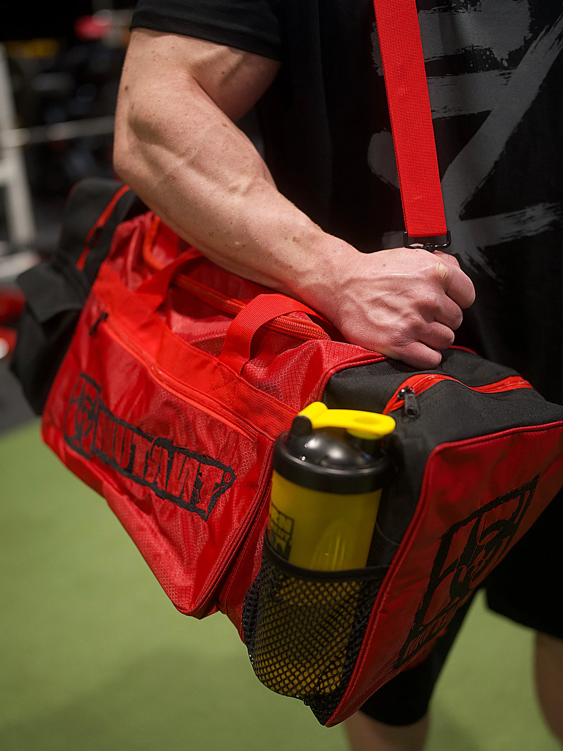 MUTANT® BORN HARDCORE Duffle Gym Bag (Red, Black Edge) - Image 16