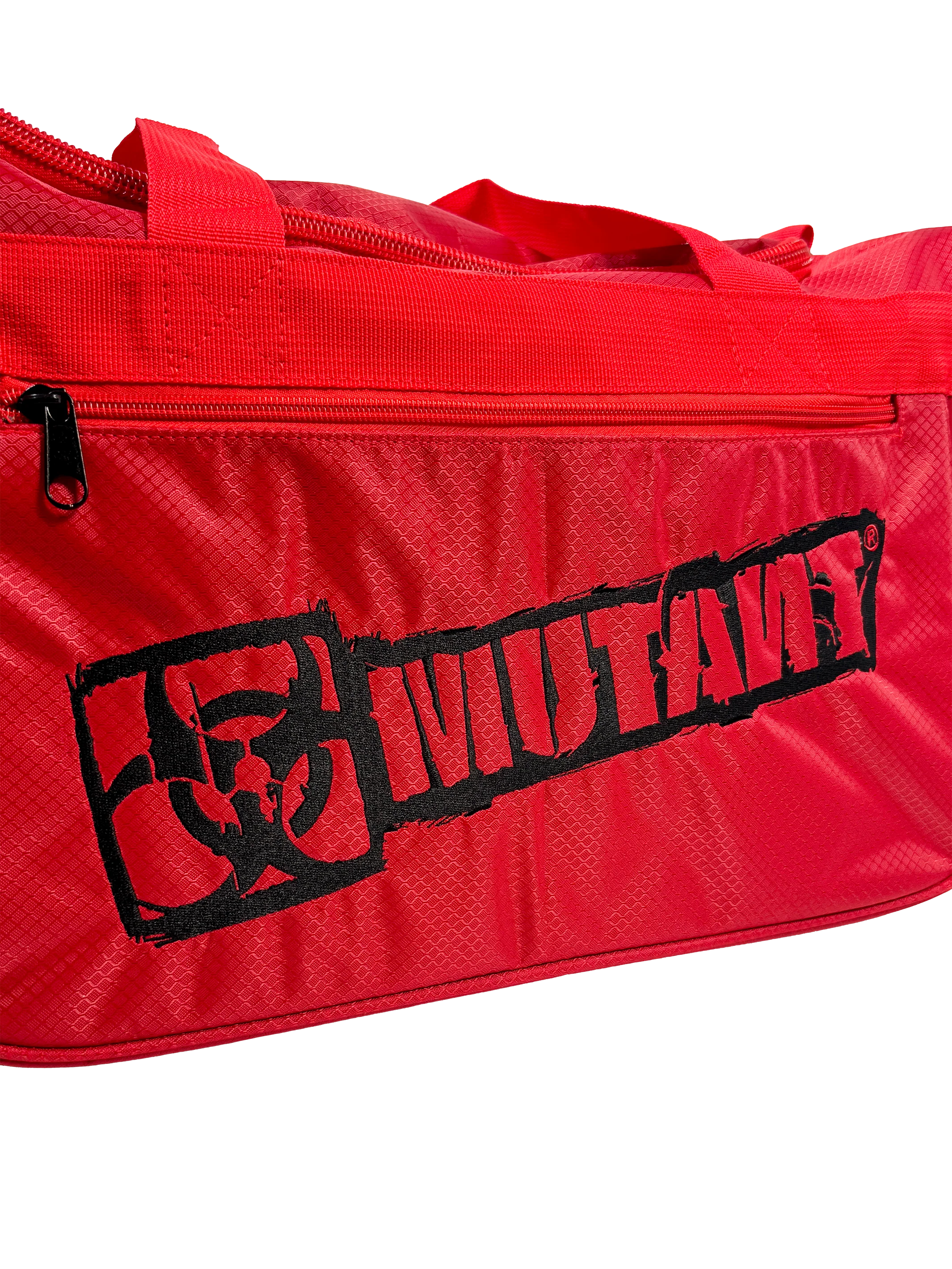 MUTANT® BORN HARDCORE Duffle Gym Bag (Red, Black Edge) - Image 9