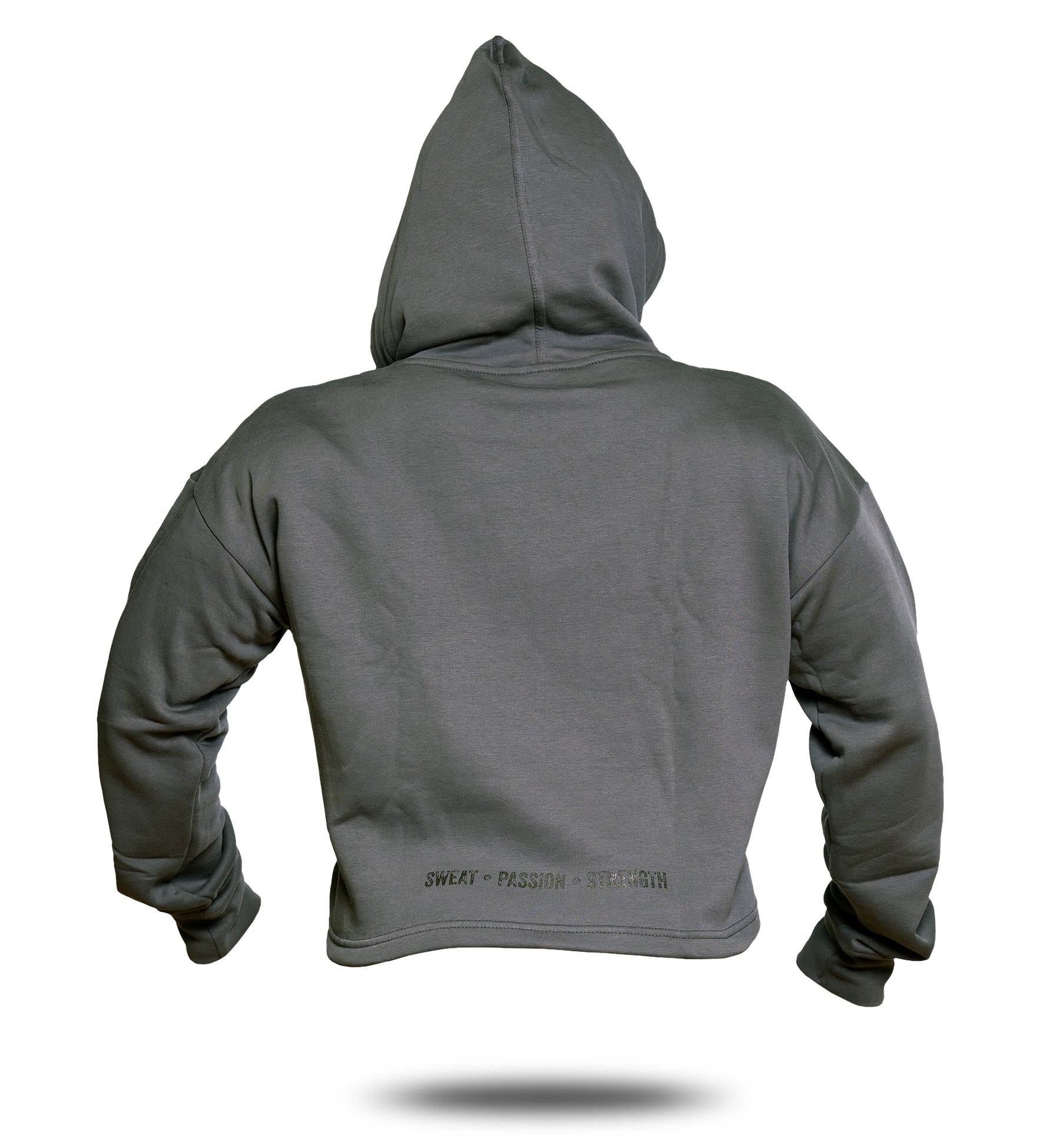 3-PILLAR Women's Gym Crop Hoodie (Grey) M XL - Image 3