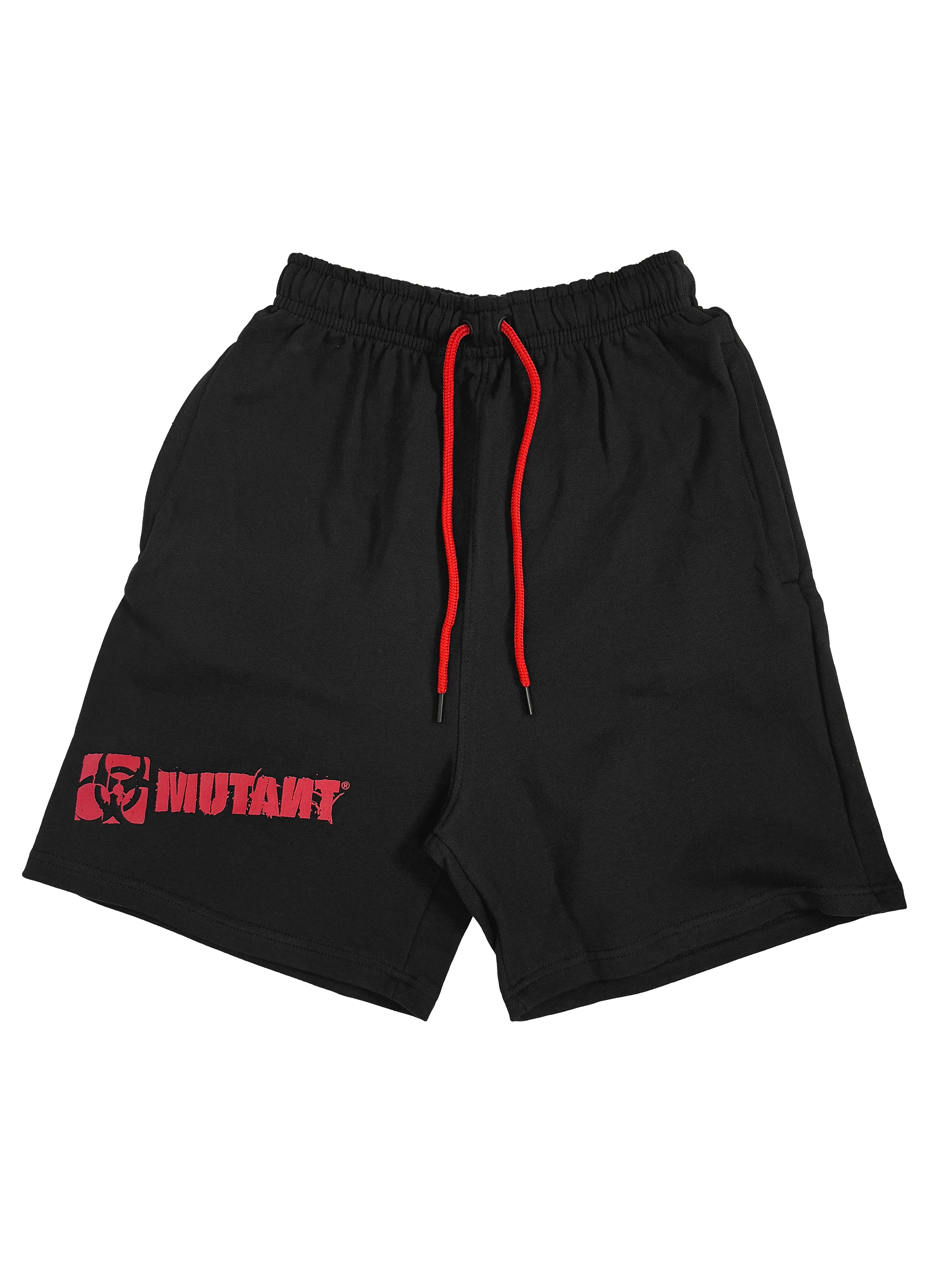 MUTANT® BORN HARDCORE 5” GYM SHORTS (BLACK & RED)