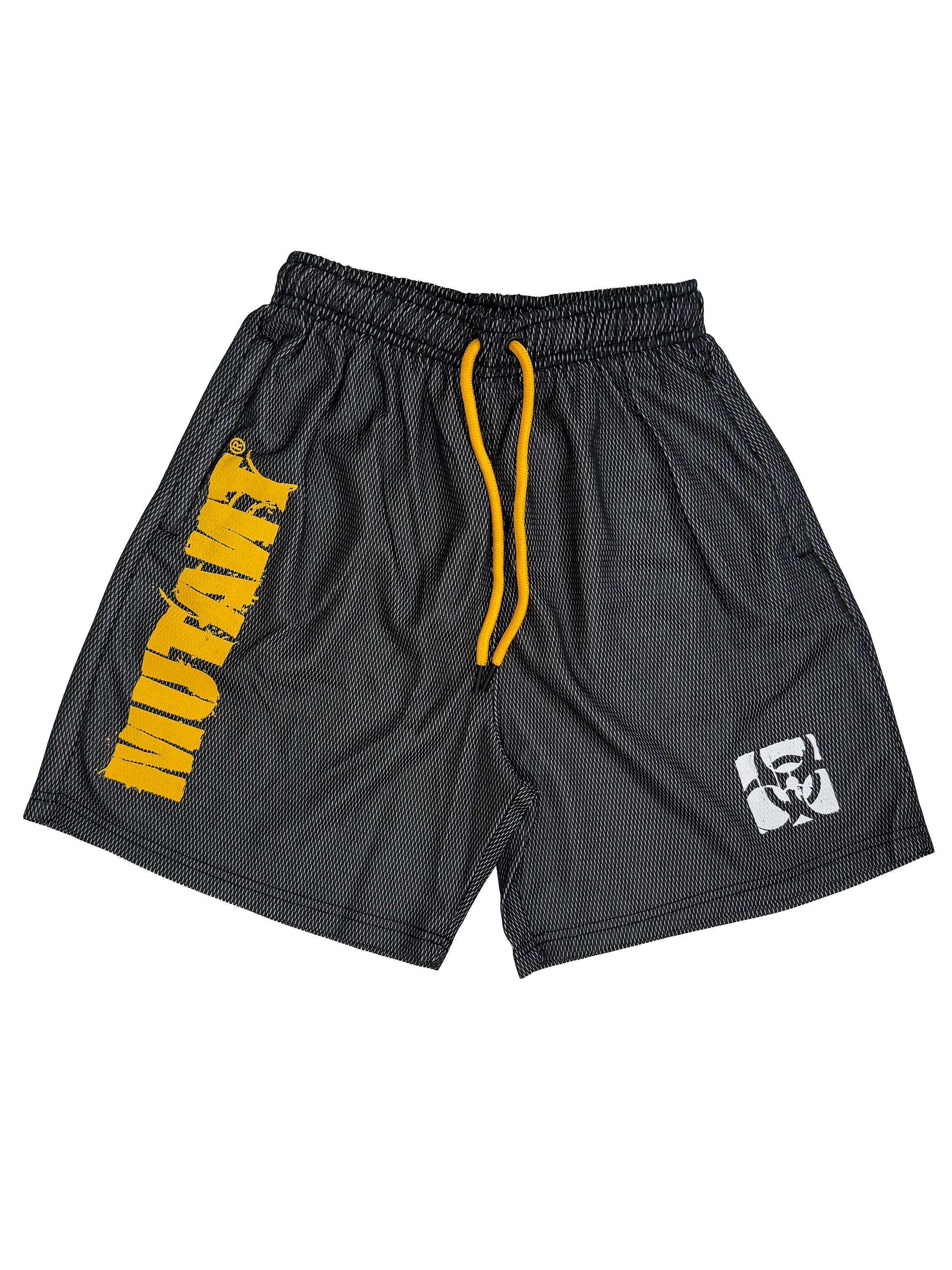 MUTANTĀ® BORN HARDCORE 5ā GYM SHORTS (BLACK & YELLOW)