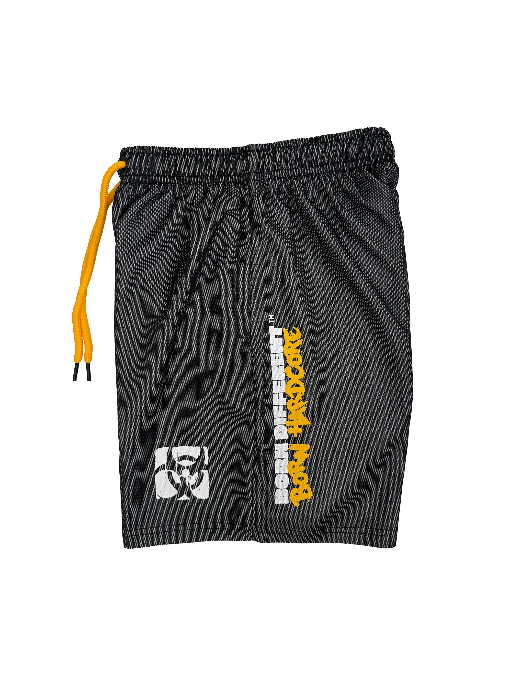 MUTANTĀ® BORN HARDCORE 5ā GYM SHORTS (BLACK & YELLOW) - Image 2