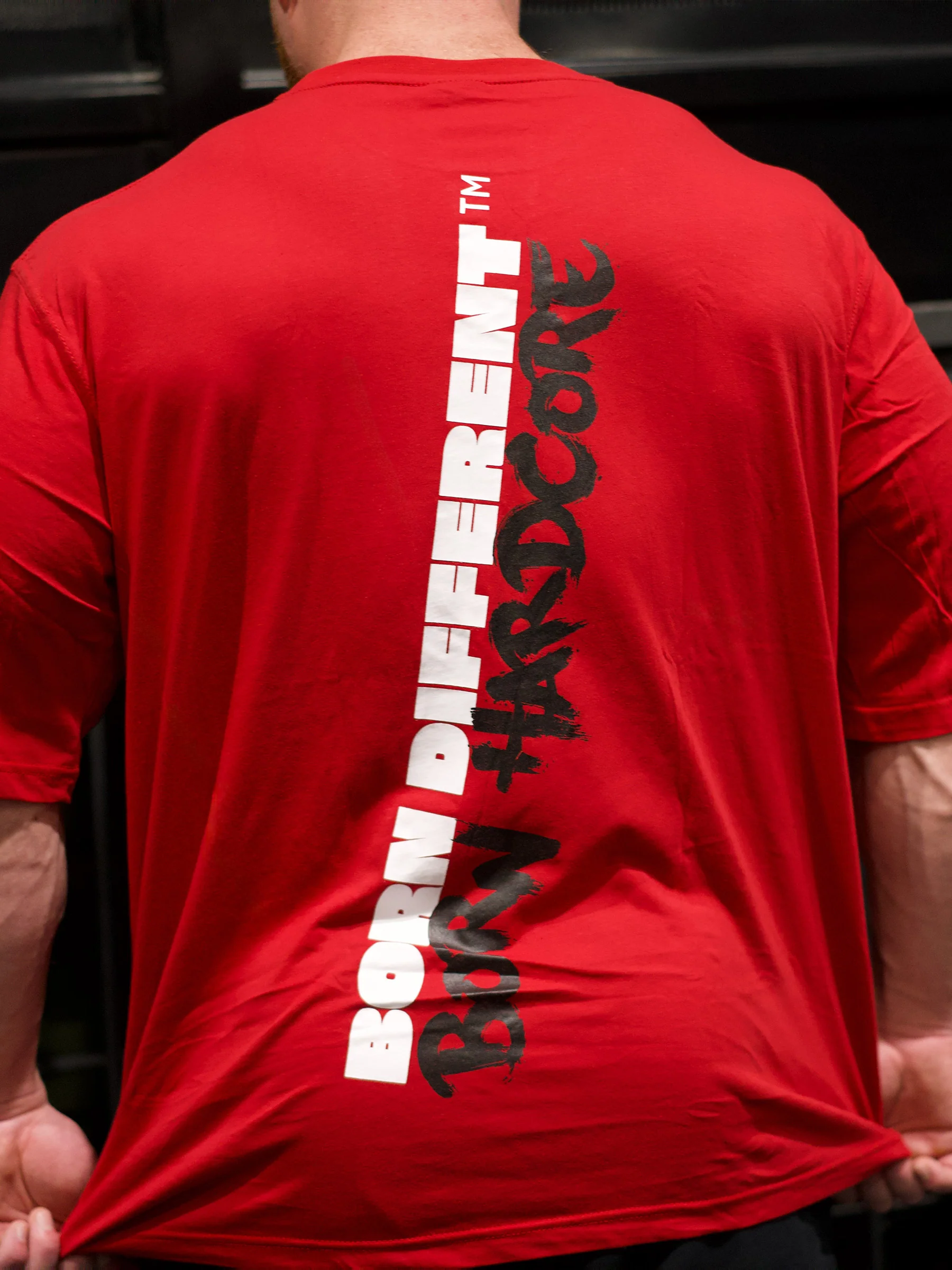 MUTANTĀ® BORN HARDCORE BOLD OVERSIZED GYM T-SHIRT (RED) - Image 5
