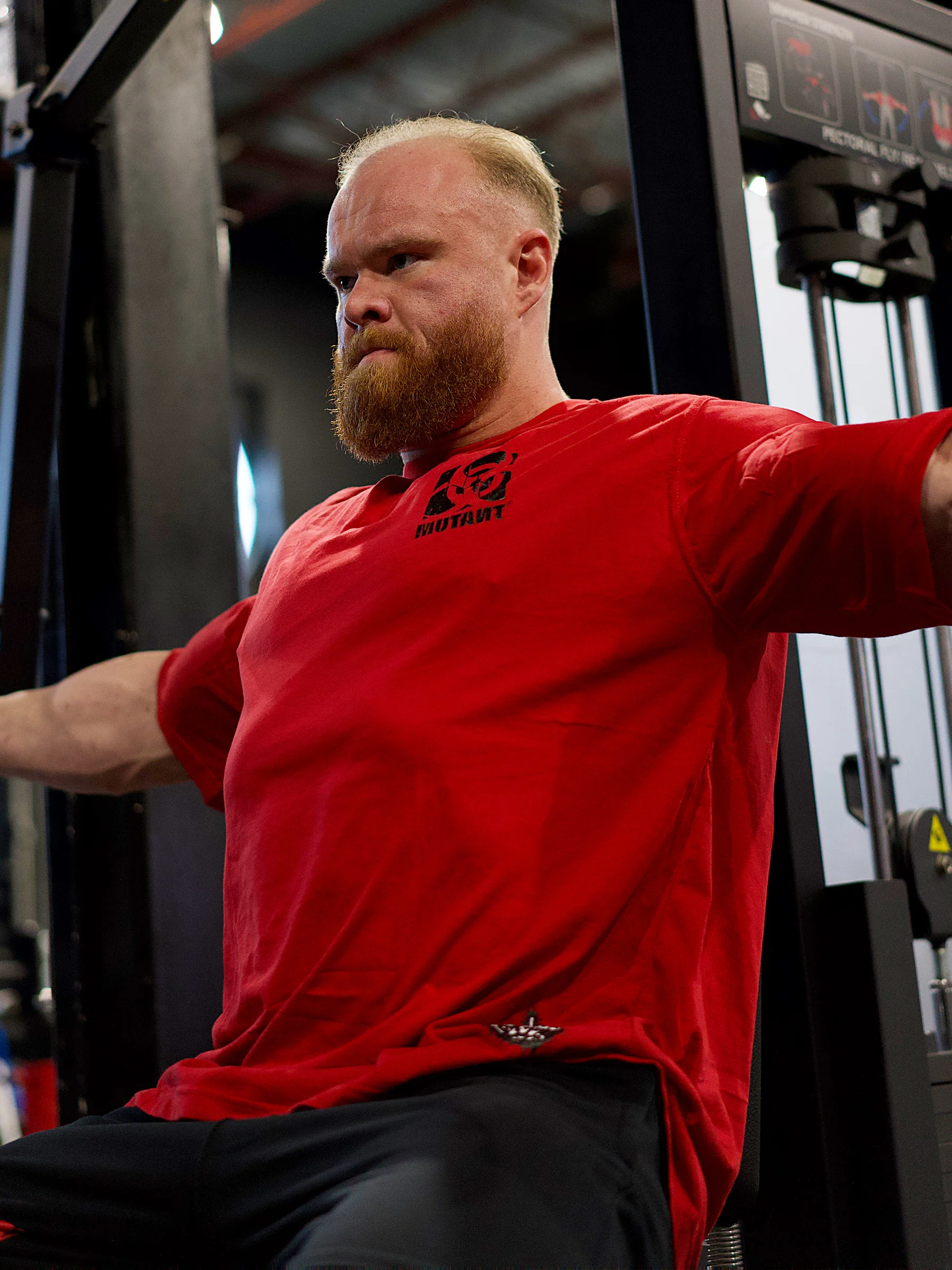 MUTANTĀ® BORN HARDCORE BOLD OVERSIZED GYM T-SHIRT (RED) - Image 7